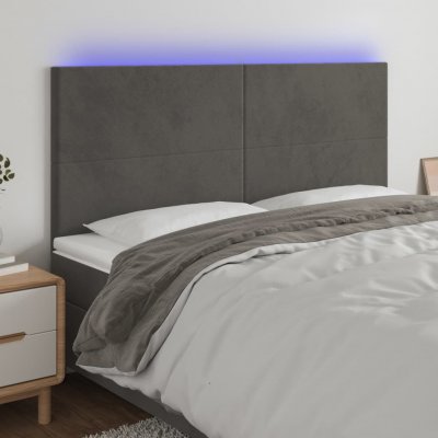 VIDAXL  t&ecirc;te de lit &agrave; led gris fonc&eacute; 160x5x118128 cm velours