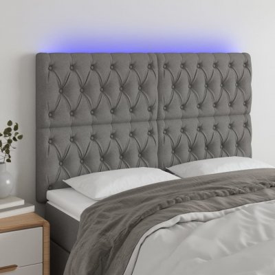 VIDAXL  t&ecirc;te de lit &agrave; led gris fonc&eacute; 160x7x118128 cm tissu