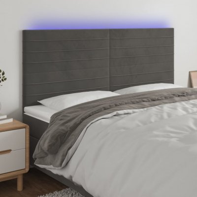VIDAXL  t&ecirc;te de lit &agrave; led gris fonc&eacute; 180x5x118128 cm velours