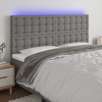 VIDAXL  t&ecirc;te de lit &agrave; led gris fonc&eacute; 200x5x118128 cm tissu