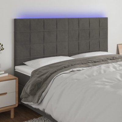 VIDAXL  t&ecirc;te de lit &agrave; led gris fonc&eacute; 200x5x118128 cm velours