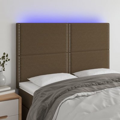 VIDAXL  t&ecirc;te de lit &agrave; led marron fonc&eacute; 144x5x118128 cm tissu