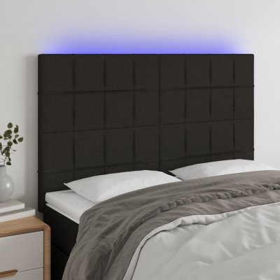 VIDAXL  t&ecirc;te de lit &agrave; led noir 144x5x118128 cm tissu