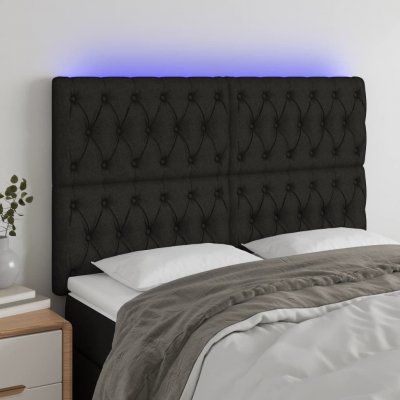 VIDAXL  T&ecirc;te de lit &agrave; led Noir 144x7x118/128 cm Tissu