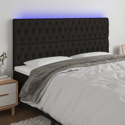 VIDAXL  t&ecirc;te de lit &agrave; led noir 180x7x118128 cm tissu