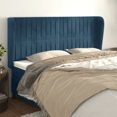 VIDAXL  t&ecirc;te de lit avec oreilles bleu fonc&eacute; 183x23x118128 cm velours