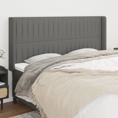 VIDAXL  t&ecirc;te de lit avec oreilles gris fonc&eacute; 183x16x118128 cm tissu