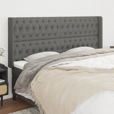 VIDAXL  t&ecirc;te de lit avec oreilles gris fonc&eacute; 203x16x118128 cm tissu