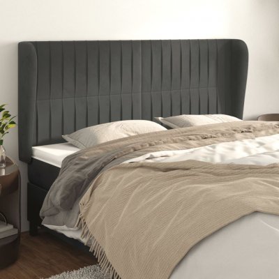 VIDAXL  t&ecirc;te de lit avec oreilles gris fonc&eacute; 203x23x118128 cm velours