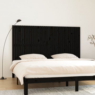 VIDAXL  t&ecirc;te de lit murale noir 204x3x110 cm bois massif de pin