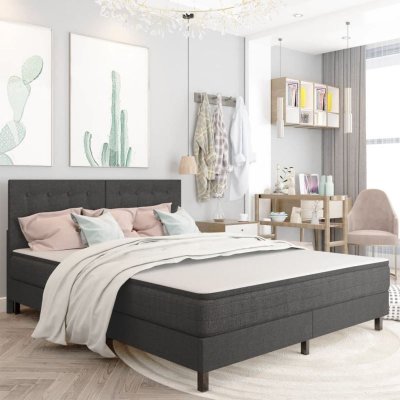 VIDAXL  - T&ecirc;te de lit touffet&eacute;e Gris fonc&eacute; Tissu 180x200 cm n/a