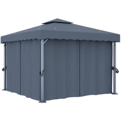 VIDAXL  - Tonnelle avec rideau 3x3 m Anthracite Aluminium Anthracite