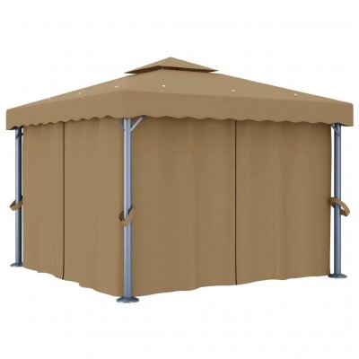 VIDAXL  tonnelle avec rideau 3x3 m taupe aluminium 