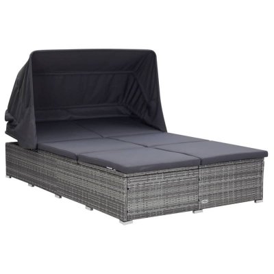 VIDAXL  - Transat &agrave; 2 places avec coussin R&eacute;sine tress&eacute;e Gris Gris