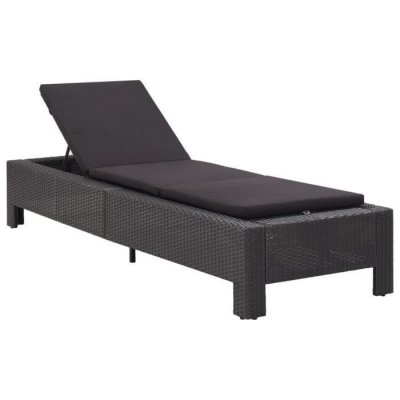 VIDAXL  transat avec coussin noir r&eacute;sine tress&eacute;e 46237