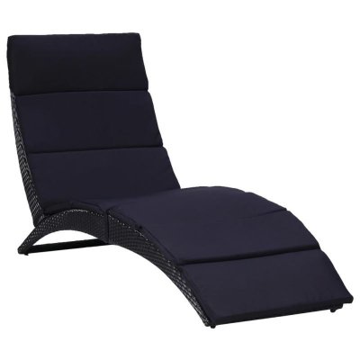 VIDAXL  - Transat avec coussin R&eacute;sine tress&eacute;e Noir Black