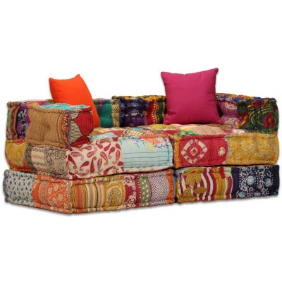 VIDAXL   Canap&eacute;-lit modulaire &agrave; 2 places Tissu Patchwork