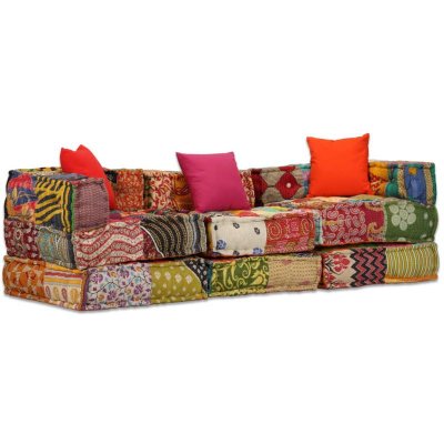 VIDAXL   Canap&eacute;-lit modulaire &agrave; 3 places Tissu Patchwork