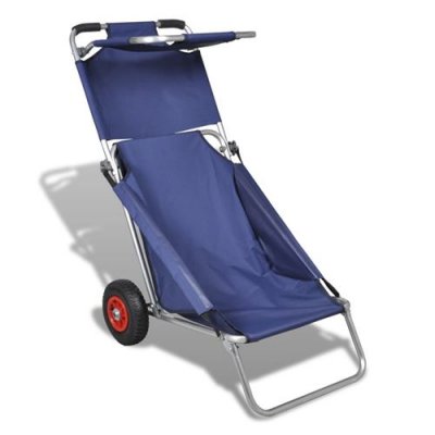 VIDAXL   Chariot de plage, chaise, table, 3 en 1, bleu Bleu