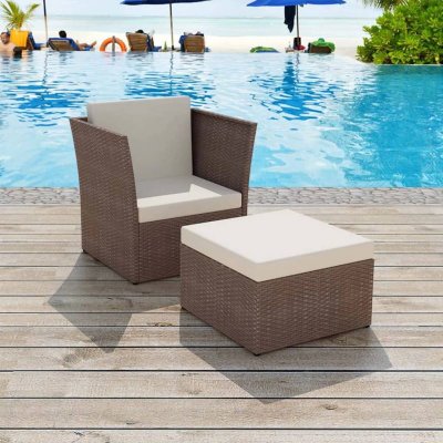 VIDAXL   Ensemble de cinq pi&egrave;ces chaises jardin Rotin poly Marron