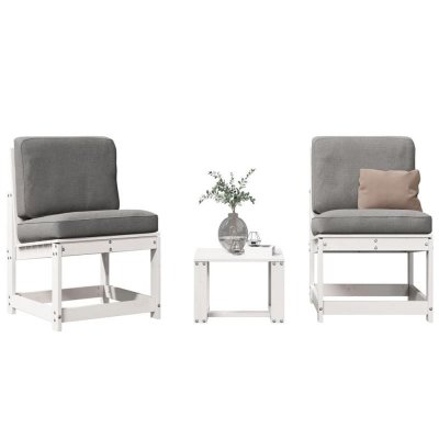 VIDAXL   Salon de jardin 3 pcs blanc bois massif de pin Blanc