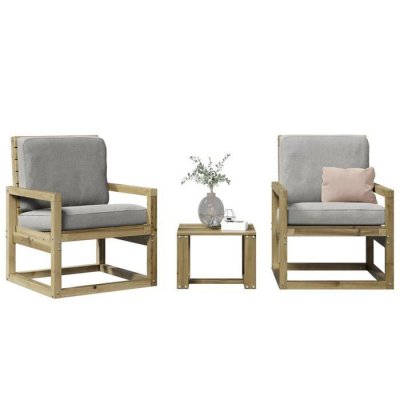 VIDAXL   Salon de jardin 3 pcs bois de pin impr&eacute;gn&eacute; Bois