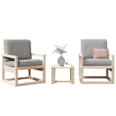 VIDAXL   Salon de jardin 3 pcs bois massif de pin Bois