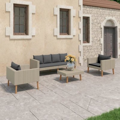 VIDAXL   Salon de jardin 4 pcs avec coussins R&eacute;sine tress&eacute;e Beige