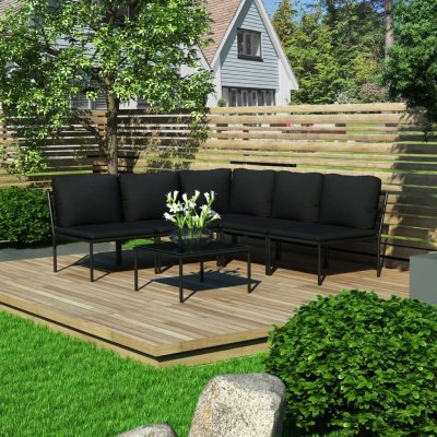 VIDAXL   Salon de jardin 6 pcs avec coussins Noir PVC