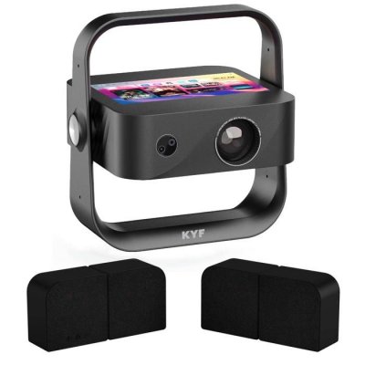 KYF Vid&eacute;oprojecteur Android 4K Wifi &eacute;cran 7' enceinte Bluetooth 20W
