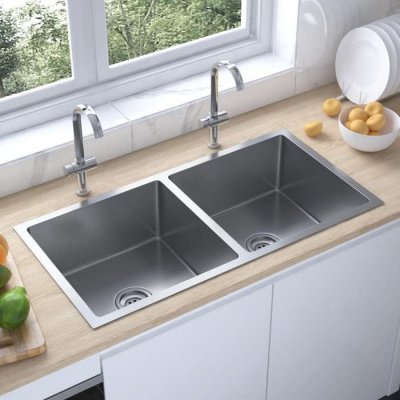 VIDAXL Vier de cuisine fait main Acier inoxydable  Argent