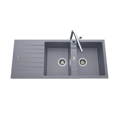 LUISINA Vier granit gris albey 2 bacs 1 &eacute;gouttoir - gris
