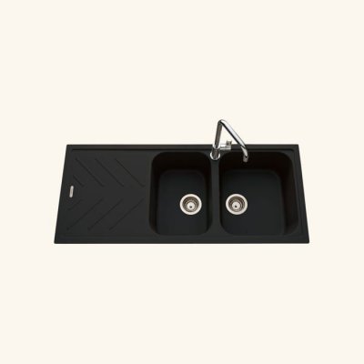 LUISINA Vier granit noir  arpege 2 bacs 1 &eacute;gouttoir - noir