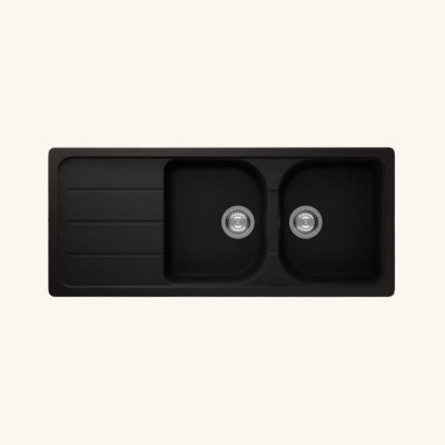 SCHOCK Vier granit noir  formhaus 2 bacs 1 &eacute;gouttoir - noir