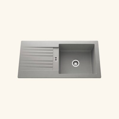 CUISISSIMO Vier synth&egrave;se b&eacute;ton pluton 1 grand bac 1 &eacute;gouttoir - gris