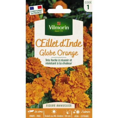 VILMORIN  - Sachet graines Oeillet d'Inde Globe orange