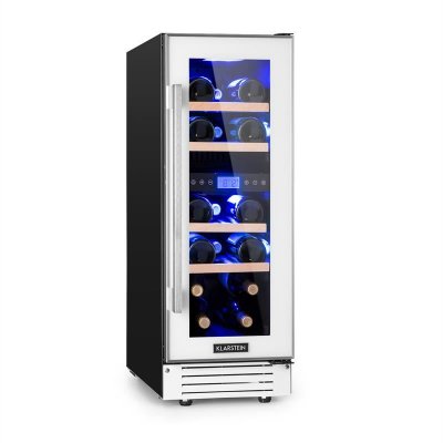 KLARSTEIN Vinovilla 17 Cave &agrave; vin r&eacute;frig&eacute;r&eacute;e 2 zones 53 litres / 17 bouteilles - Classe G - Blanche