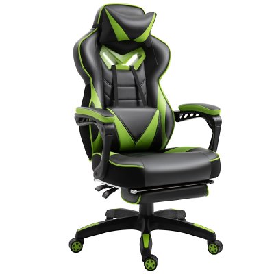 VINSETTO  - Fauteuil de bureau - Rev&ecirc;tement synth&eacute;tique PU - 65x70x128.5cm - Vert