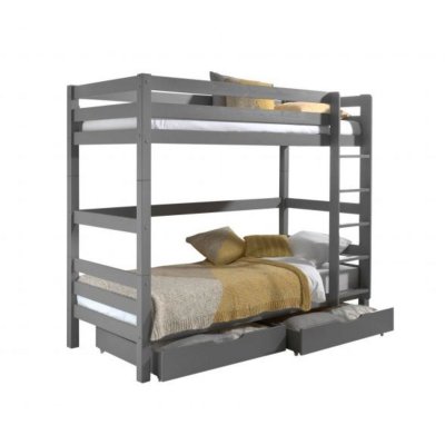 Vipack Bed, Bois de pin, Solid Pine Painted Grey, 90 x 200 cm