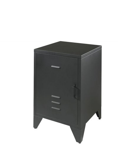 Vipack Chevet en m&eacute;tal Bronxx 1 porte 1 etagere 60x40x40cm Noir Mat