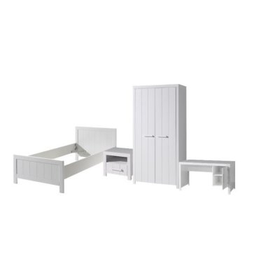  Vipack ERIK Lit simple 90x200 cm + Chevet + Bureau + Armoire 2 portes