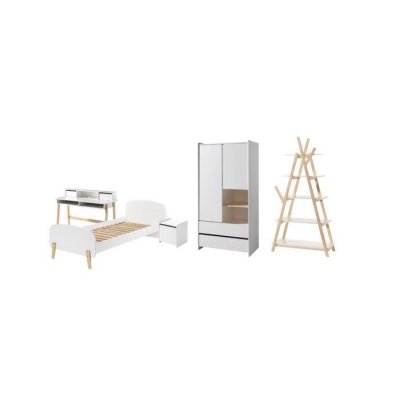 VIPACK  KIDDY Lit + Armoire + chevet + bureau + biblioth&egrave;que design