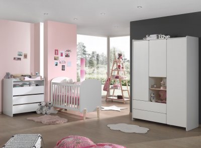 PARIS PRIX Vipack Kiddy Lit Bb + Commode + Plan Langer + Garde Robe + Bibliothque Design