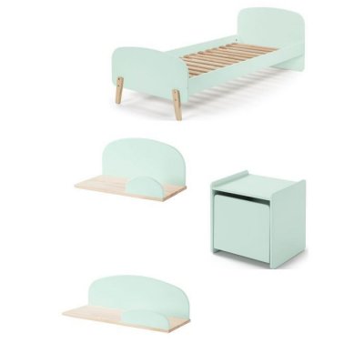 PARIS PRIX Vipack Kiddy Lit En Bois Laqu Et Brut Et Sommier + Chevet 1 Porte + Etagre 45 Cm + Etagre 65cm