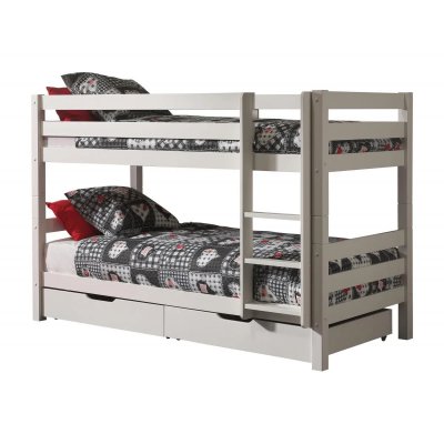 PARIS PRIX Vipack Lit Enfant Superpos Pino 90x200cm Blanc Hauteur 140cm + 2 Tiroirs De Lit