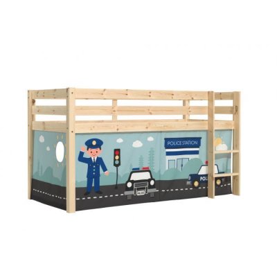 Vipack Lit Mi-Hauteur 90x200 sommier Inclus Housse Police Pino - Bois