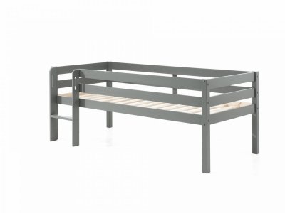 Vipack lit mi-Hauteur Gris + 3 tiroirs de Rangement et Tablette pende