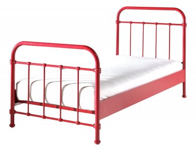 VIPACK  new york lit en m&eacute;tal rouge 90x200cm rouge NYBE9020