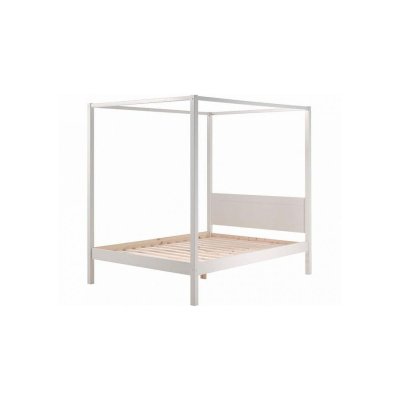 Vipack PINO Lit a baldaquin avec sommier a lattes 140x200 cm Blanc
