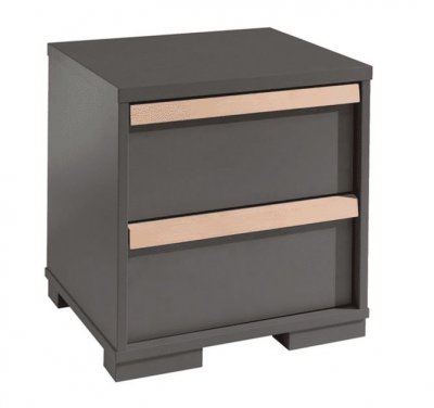 Vipack Table de chevet 2 tiroirs London Bois Anthracite